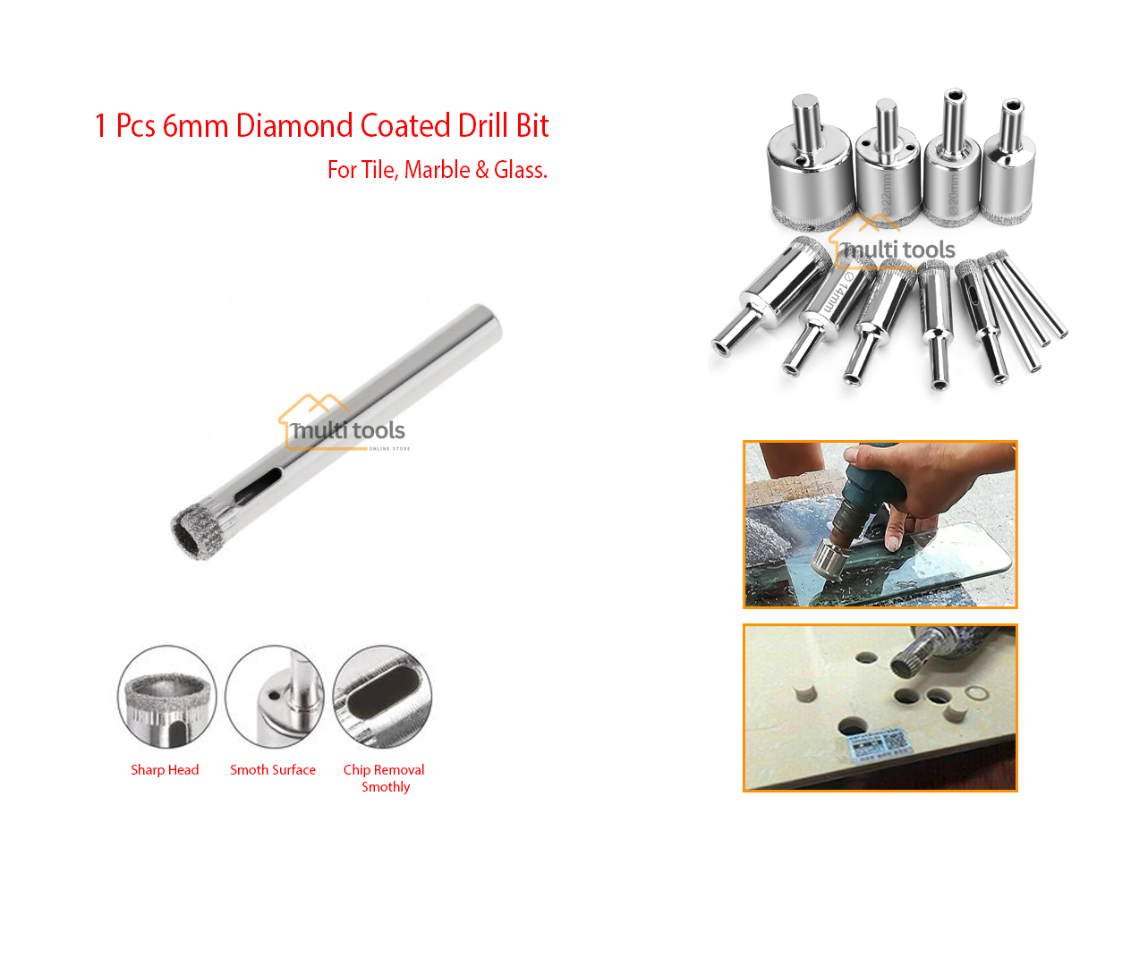 6mm Diamond Coated Drill Bit Hole Saw Cutter For Glass Tile Ceramic Marble